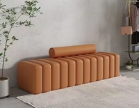 Wallybeauty Banc long de style nordique moderne, tabouret de salon, réception de beauté, canapé d'attente, ensemble de canapés, salle à manger, matériau PU, centre commercial