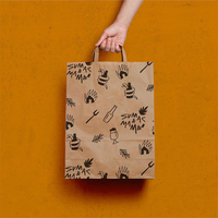 Sac en papier Kraft blanc avec poignées, impression personnalisée de votre propre Logo, cadeau artisanal