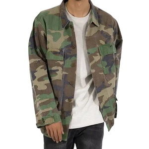 Haute qualité 100% coton partout impression camouflage chemises <span class=keywords><strong>Vintage</strong></span> lavé personnalisé hommes surdimensionné boutonné Cargo vestes manteaux - Product Image 1