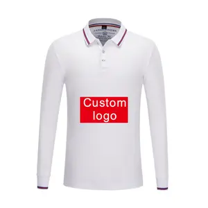Custom Geborduurd Logo Omlaag Kraag Poloshirt Heren Streetwear Lange Mouw Oversized Zwaargewicht T-Shirt