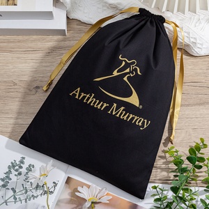 Sacs à cordon en toile de coton et lin imprimés écologiques, personnalisables avec logo, sacs à cordon noirs, sacs anti-poussière bon marché - Product Image 2
