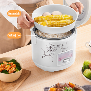 Cuiseur à riz électrique floral 1,8-2L, blanc, en fer blanc et argenté, avec pot antiadhésif floral et cuiseur vapeur, cuisson rapide du riz et maintien au chaud, OEM - Product Image 3