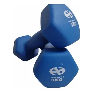 Infinité paio di 3 Kg Neoprene esagonali manubri in ferro e gomma per esercizi a casa braccia e corpo Fitness palestra e uso domestico - Product Image 6