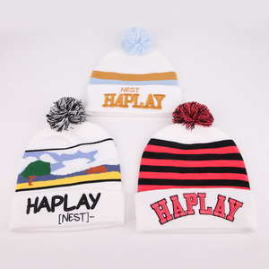 Custom logo Trendy High Quality Acrylic Warm Winter Hats Caps Plain Skully <strong>Pom</strong> <strong>Pom</strong> Knitted <strong>Beanie</strong> Hats - Product Image 3