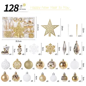 2025 vente chaude 128 pièces boule de noël en plastique électrolytique de haute qualité ensemble haut étoile arbre ornements pour décorations de fête - Product Image 6