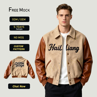 Veste universitaire personnalisée pour homme avec broderie chenille, manches en cuir, corps en laine, style Letterman, boutonnée, manteau pour homme