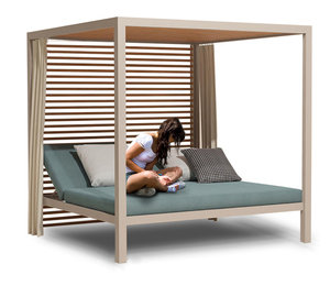 Muebles de exterior con dosel moderno tumbona diván marco de aluminio cojín sillón impermeable tumbona de lujo cabaña de playa - Product Image 3