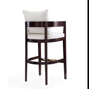 Fábrica al por mayor Moderno marco de madera maciza tela cojín <span class=keywords><strong>bar</strong></span> taburete cafetería <span class=keywords><strong>bar</strong></span> silla sólida Mostrador de madera taburete silla alta - Product Image 3