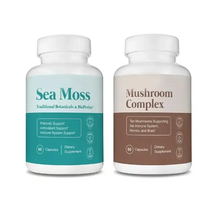 Sea Moss und Mushroom Complex Kapseln und Pilz komplex mit 10 unterstützen den Pilzen, einschl ießlich Reishi und Löwen mähne