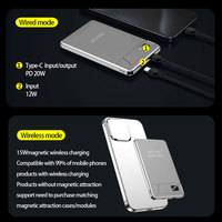 Batterie externe en aluminium LF18 avec support, écran numérique, ultra-mince, câble intégré, cordon, chargeur sans fil magnétique 5000 mAh 10000 mAh