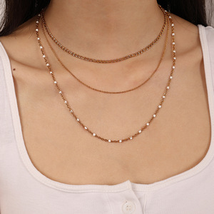 Collar de Varias Capas Chapado en Oro de 18k, Cadena de Acero de Titanio, Joyería de Moda para Mujer - Product Image 3