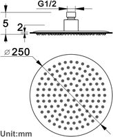 Pommeau de Douche Pluie Rond Noir avec Jets Anti-Calcaire, 360° °   Pommeau de douche cascade réglable en acier inoxydable