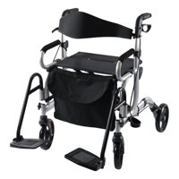 Déambulateur 2 en 1, fauteuil roulant pour personnes âgées et adultes, transport pliable, léger, en aluminium, chaise de transport