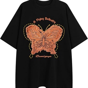 เสื้อยืดแขนสั้นผ้าคอตตอนถักทรงโอเวอร์ไซส์สำหรับผู้ชาย ลายปัก 3 มิติ ลายกราฟิก ดาว แพทช์ ยูนิเซ็กส์ วินเทจ ลายตัวอักษร สไตล์ลำลอง สตรีทแวร์ - Product Image 5