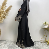 Clair de lune ton profond Abaya perle perlée poignets ruban cravate taille col en V couverture fluide mariage royal fournisseur niveau