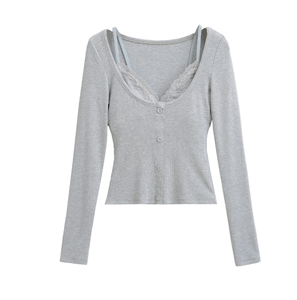 Runwaylover 4327 Lace Splice 2025 <span class=keywords><strong>Camiseta</strong></span> sin <span class=keywords><strong>tirantes</strong></span> sexy para mujer - Product Image 2