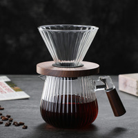 Théière en verre borosilicate haut de gamme faite à la main avec infuseur amovible et poignée en bois – Ensemble café et thé écologique