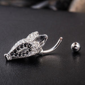 Anillos de Ombligo de Acero Inoxidable con Diseño de Cara de Zorro, Modernos y Sexys, Chapados en Platino con Circonita, para Regalo de Boda - Product Image 3