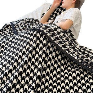 Coral Fleece Blanket Rectangular Winter Anti-Pilling Modern Style White Sofa Bed Cover Up - Product Image 3
