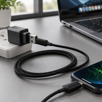 Kabel Data USB Konduktor Tembaga Berlapis Nilon Kepang 3A Pengisian Cepat PD 60W Transfer Data Kecepatan Tinggi untuk Android