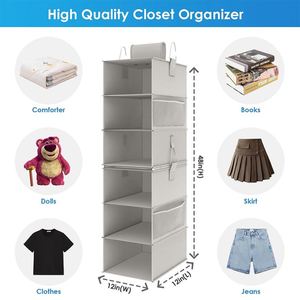 Hanging Closet Organizer <b>Storage</b> <b>Boxes</b> & Bins 2 Separable 3-Shelf Hanging Shelves With 3 Drawers Clothes Organizer Shelves - Product Image 3