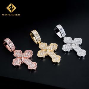 Productos de Tendencia 2025, Colección de Colgantes de Cruz con Moissanita de Color, Colgante Hip Hop con Incrustaciones, Joyería Religiosa - Product Image 6