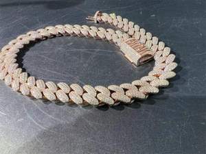 สร้อยคอโมอิสซาไนต์ Sier VVS ขายดีสำหรับผู้ชาย แฟชั่นฮิปฮอป สร้อยคอแบบเชือก ชุบทองคำสีกุหลาบ - Product Image 4