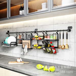 Stainless Steel Wall Mounted Kitchen Storage Rack Drainable Dish Knife Pot <b>Hook</b> Organizer Rectangle Shelf YG68 - Product Image 3