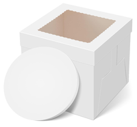 Boîte à Gâteau Haute avec Fenêtre et Socle en Carton Jetable, Idéale pour Gâteaux à Étages de Mariage ou Anniversaire