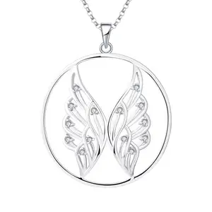 Wholesale Fashion Oem Odm Rhodium Plated 925 Sterling Silver Romantic Gifts Blinged Iced Out Butterfly Heart Pendant Necklace