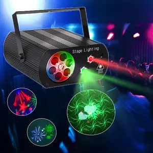 Contrôle du son Noël LED Flocon de neige Laser 16 lumières de motif Éclairage de fête DJ de scène