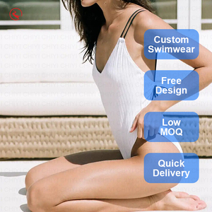 Traje de Baño Personalizado Blanco de Una Pieza, Escote Profundo en V, Espalda Descubierta, Tejido de Punto, Spandex, Poliéster, Ajustado, Secado Rápido, Estilo Mini - Product Image 5