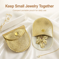 Pochette en similicuir PU, mini emballage portable pour bijoux, boucles d'oreilles, colliers, bagues, avec logo personnalisé, vente en gros