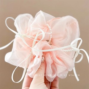 <span class=keywords><strong>Papillon</strong></span> <span class=keywords><strong>noeud</strong></span> perlé maille chouchou haut de gamme doux tempérament <span class=keywords><strong>chignon</strong></span> cheveux cravate pour femmes élastique élastique pour queue de cheval - Product Image 6