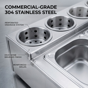 Stainless Steel Condiment Caddy Station GN Food <b>Pan</b> Holder Buffet Server for Commercial Kitchen Catering - Product Image 5