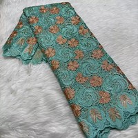 Dentelle Guipure Soluble dans l'Eau Bleue Broderie Cordonnée Tissu Creux pour Robe de Mode Africaine