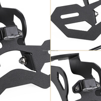 Support de plaque d'immatriculation arrière universel en acier inoxydable noir pour moto Teco Ninja ZX-6R ZX636 2024-2025 avec éclairage LED – Garantie 10 ans