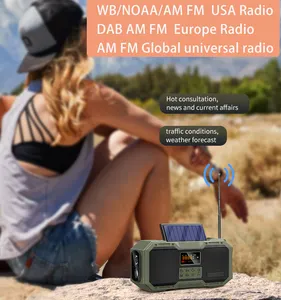 Мультиколонка Dab/Fm/Am, водонепроницаемое аварийное радио на солнечной батарее с ручным фонариком и внешним аккумулятором