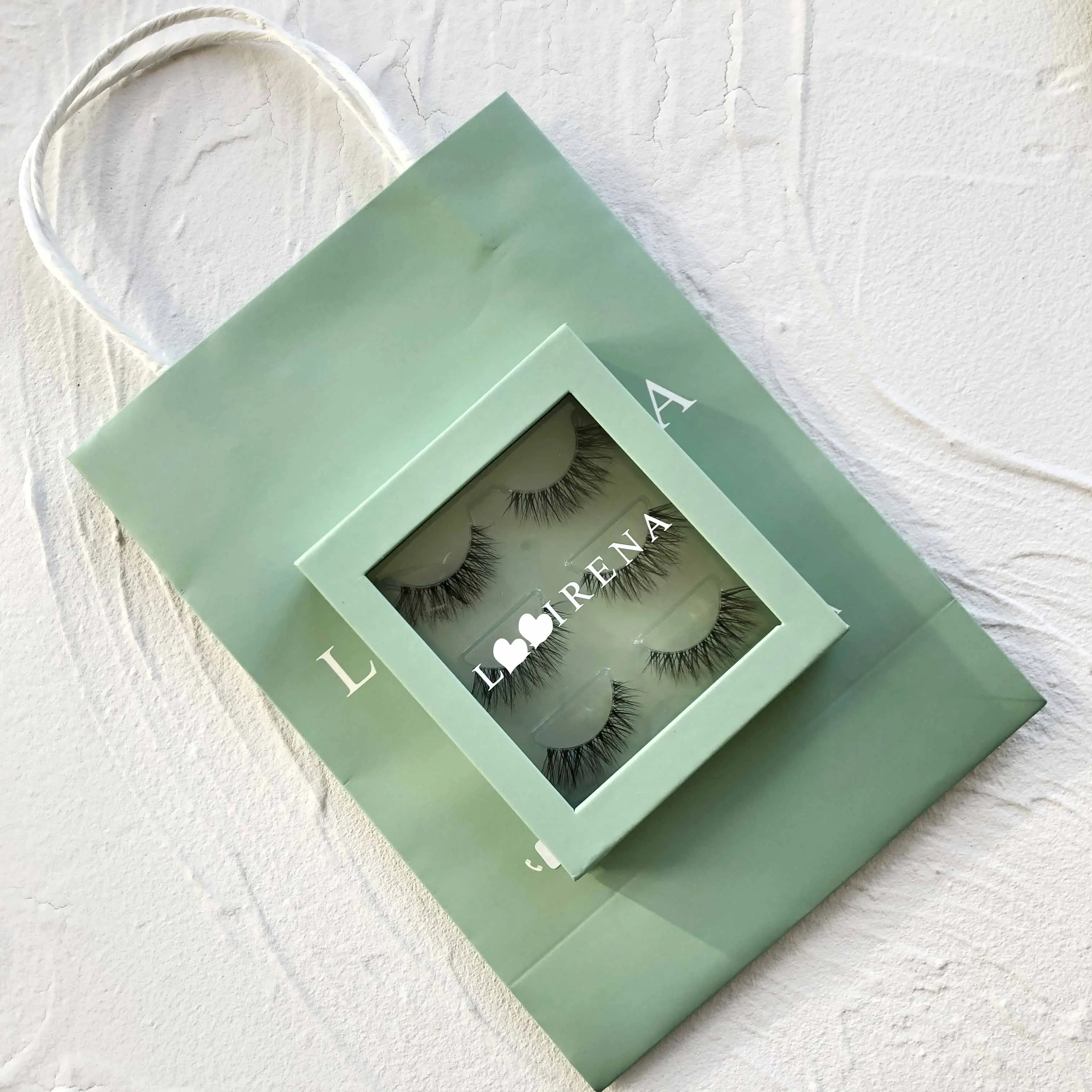 iShero custom lash boxes green blue 3 pairs set 3D natural eyelashes boxes empty lash book