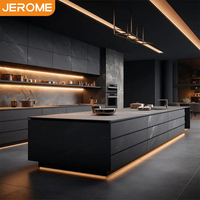 Meubles de cuisine sur mesure de luxe moderne fabriqués par Foshan Jerome, armoire modulaire avec îlot pour villa