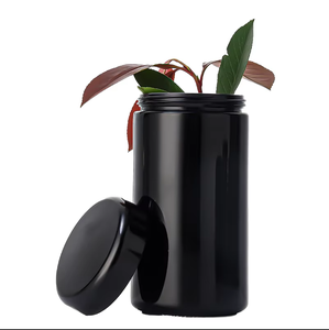 Fournisseur d'usine, échantillons en stock disponibles, pots en verre UV noirs de 100 ml, 200 ml, 300 ml, violet foncé, étiquettes personnalisées, avec couvercles en bakélite - Product Image 1