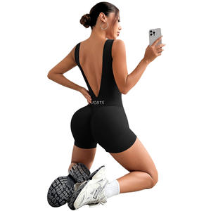 بدلة يوغا ضيقة بحمالات رفيعة وفتحة صدر عميقة على شكل V، ملابس لياقة بدنية لتشكيل الجسم، متوفرة للشحن الدولي إلى أوروبا والولايات المتحدة - Product Image 3
