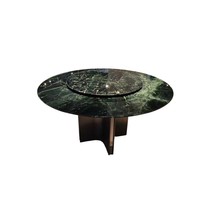 Moderner großer blumen grüner Luxus-Esstisch Runde Massivholz beine 2-Sitzer High-End Feel Home Wohnzimmer