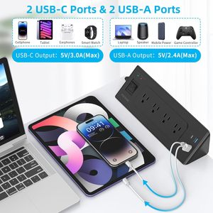 Bàn <span class=keywords><strong>USB</strong></span>-C kẹp công tắc nguồn dải Trạm Sạc 4 cửa hàng và 4 cổng <span class=keywords><strong>USB</strong></span>-A 2 ổ cắm mở rộng bàn Dải điện - Product Image 4