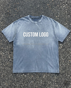 T-shirt en coton léger de haute qualité, effet vintage délavé, pour homme, effet soleil émaillé, logo personnalisé - Product Image 1