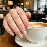 Faux ongles à presser personnalisés OEM, rose nude, or pailleté, 24 pièces, carrés, French manucure, PMMA, réutilisables, pour salon