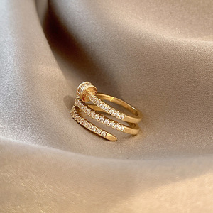 Adjustable Punk Cool Hip Pop Stacked <strong>Ring</strong> Multi-Layer Gold Plated Glossy Plain <strong>Colour</strong> for Engagement Party or Anniversary - Product Image 3