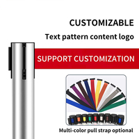 0.9M acier inoxydable rétractable file d'attente support ceinture support Stanchion barrière trafic avertissement foule contrôle corde poste ceinture rouge 320mm