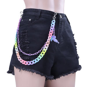 Cadena de Pantalón de Doble Capa de Acrílico a la Moda con Cierre de Corazón, Cadena de Cintura para Mujer, Accesorio de Uso Diario - Product Image 1