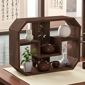 Pequeño Soporte Plegable para Tazas de Té, Soporte de Almacenamiento de Tres Niveles, Nuevo Estilo Chino, Decoración de Escritorio, Exhibidor de Tazas de Té - Product Image 3